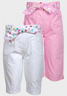 Bawełniane krótkie spodnie, Minoti, kolor biały lub różowy, rozm. 86